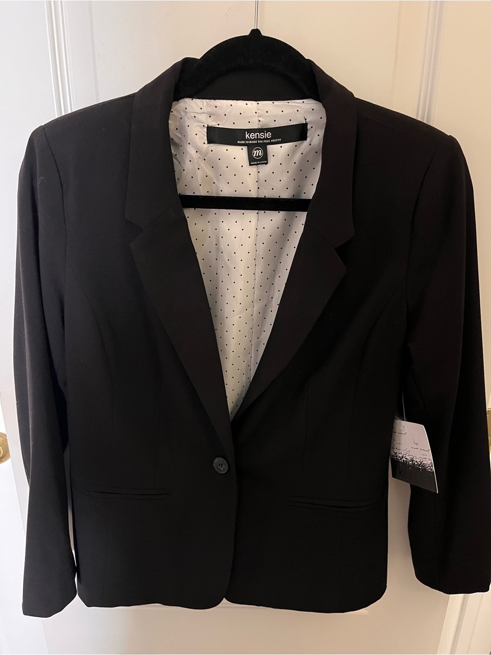 Kensie Black Single-Button Notch Lapel Blazer